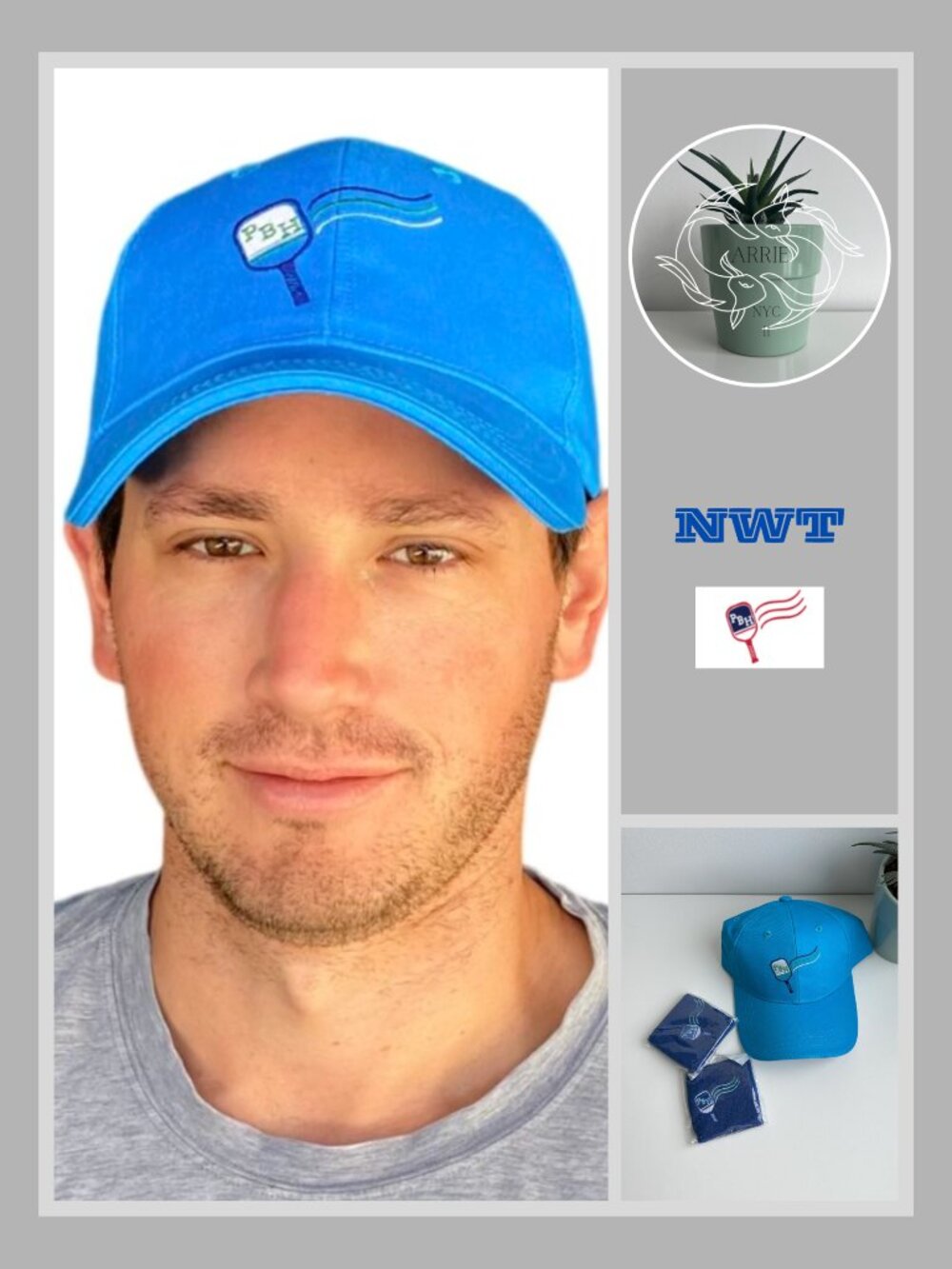 Pickleball Highlife - Men's Blue Baseball Hat and Blue Wrist Sweat Band